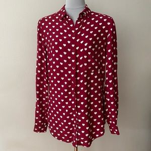 Topshop Heart Print Long Sleeve Blouse